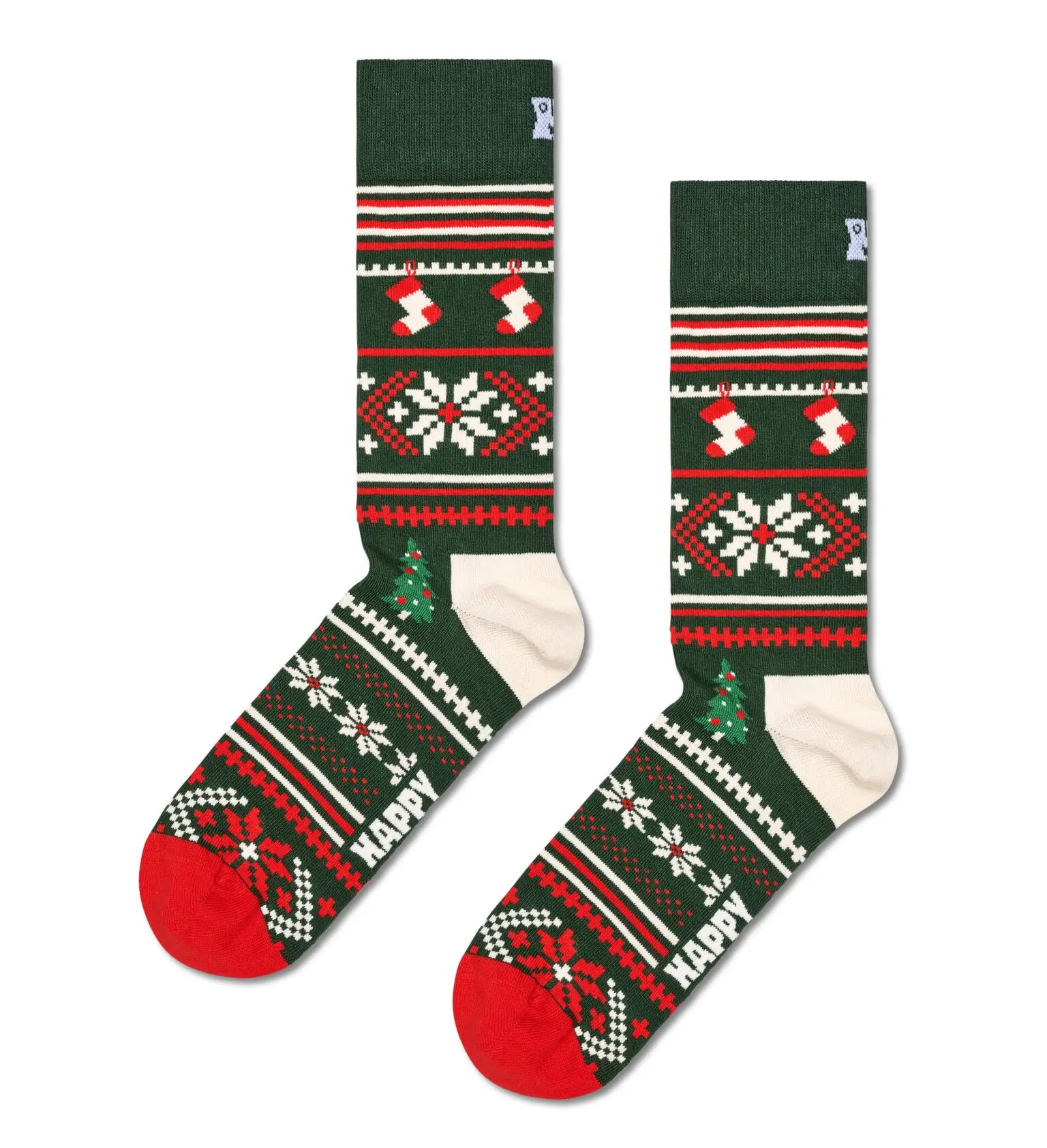 Happy Socks Daily Socks Crew Christmas Sweater green - 1 pair