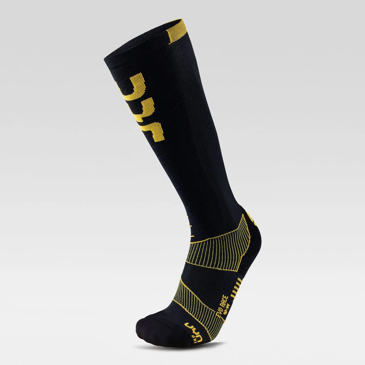 UYN Ski Sock Ski Evo Race (thin, protective, made of Natex) black/yellow Men - 1 Pair