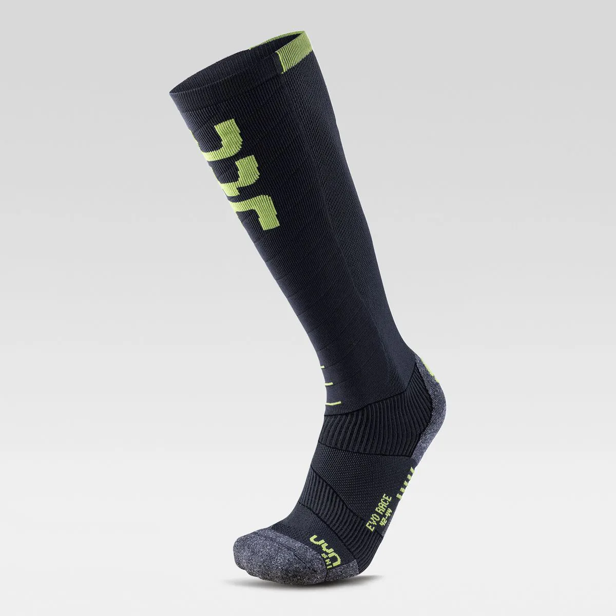 UYN Ski Sock Ski Evo Race (thin, protective, made of Natex) anthracite grey/lime Men - 1 Pair