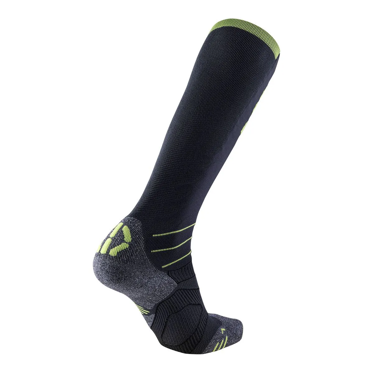 UYN Ski Sock Ski Evo Race (thin, protective, made of Natex) anthracite grey/lime Men - 1 Pair