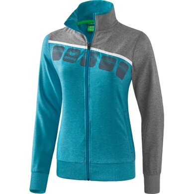 Erima Training Jacket 5C (elastic, moisture-regulating) turquoise/grey/white Women