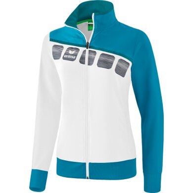 Erima Training Jacket 5C (elastic, moisture-regulating) white/light blue Women