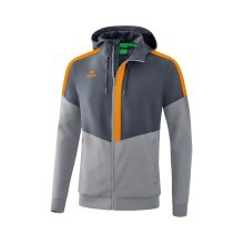 Erima Squad Tracktop Hooded Training Jacket Grey/Orange Men