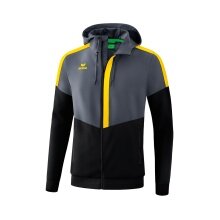 Erima Squad Tracktop Hooded Training Jacket Grey/Black/Yellow Men