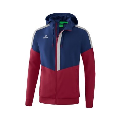 Erima Squad Tracktop Hooded Training Jacket Navy/Bordeaux/Grey Men