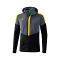 Erima Squad Hooded Training Jacket in Grey/Black/Yellow Men