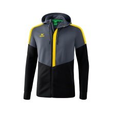 Erima Squad Hooded Training Jacket in Grey/Black/Yellow Men