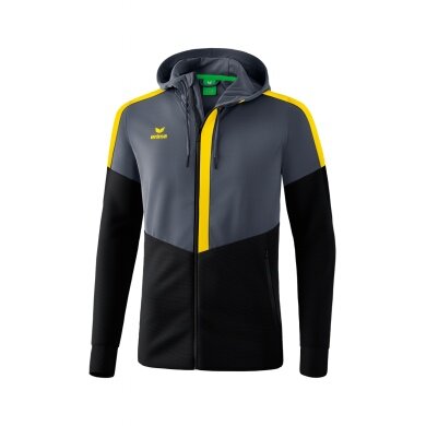 Erima Squad Hooded Training Jacket in Grey/Black/Yellow Men