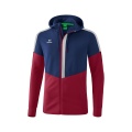 Erima Squad Hooded Training Jacket in Navy Blue/Bordeaux Red/Grey Men