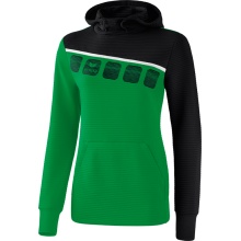 Erima Hoodie 5C emerald/black/white Women