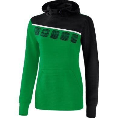 Erima Hoodie 5C emerald/black/white Women