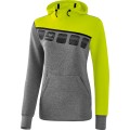 Erima Hoodie 5C grey melange/lime/black Women