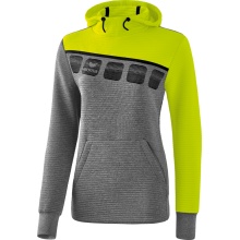 Erima Hoodie 5C grey melange/lime/black Women