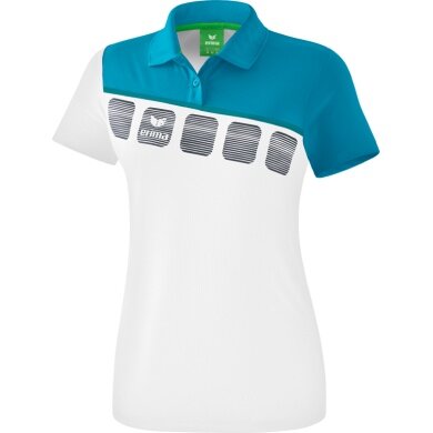 Erima Sport Polo 5C (100% Polyester) white/petrol blue Women