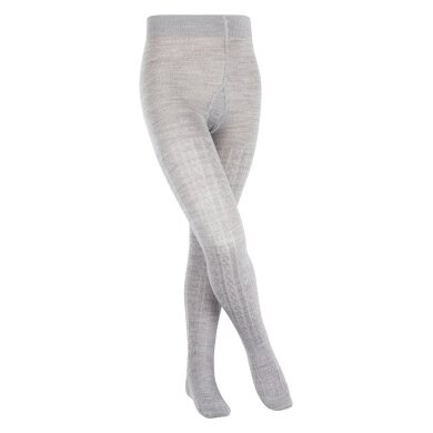 Falke Tights Cable - warming cotton-wool blend - grey Kids