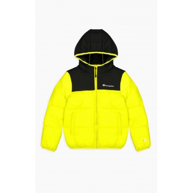 Champion quilted jacket Legacy with hood Champion logo on the back (warm, lined, windproof) yellow children