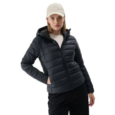 4F F468 Down Jacket with Hood (Down Filling) Black Ladies