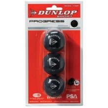 Dunlop Squashball Progress (red dot, medium speed) black blister packaging - 3 balls