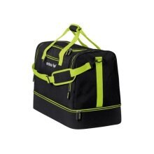 Erima Sports Bag Squad with Bottom Compartment (Large M - 66 Litres) Black/Green 55x30x40cm