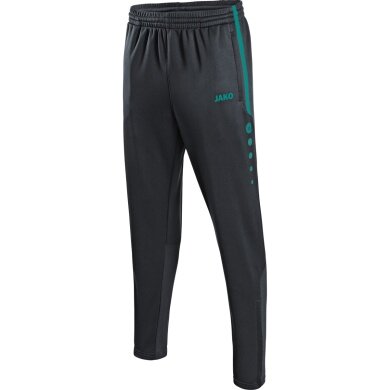 JAKO Training Pants Active (100% Polyester) long anthracite/turquoise Boys