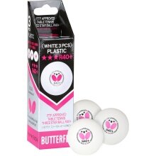 Butterfly Table Tennis Ball 3 Star R40+ (Plastic Ball 40+, ITTF approved) white 3-pack cardboard packaging