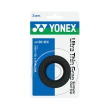 Yonex Overgrip Ultra Thin Grap 0.4mm (smooth/direct grip feel) black 3-pack