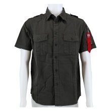 Alpha Industries Short Sleeve Shirt Basic Slim (Cotton) Dark Grey Men