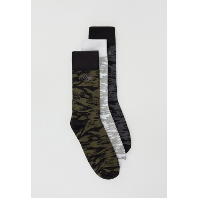 Alpha Industries Sports Sock Graphic AOP white/black/green Men - 3 Pairs