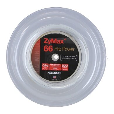 Ashaway Badminton String Zymax 66 Fire Power white 200m roll