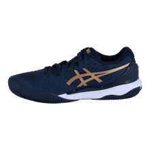 Asics Tennis Shoes Gel Resolution 9 Clay/Sand Court (Stability) 2024 Dark Blue/Gold Men's