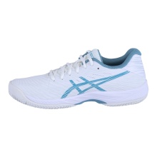 Asics Tennis Shoes Gel Game 9 Clay/Sand Court White/Grey Blue Ladies