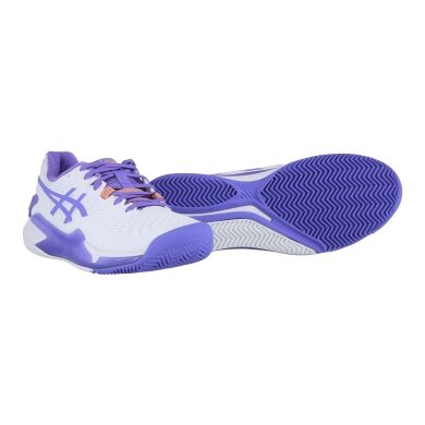 Asics Tennis Shoes Gel Resolution 9 Clay/Sand Court/Stability White/Purple Women