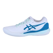 Asics Tennis Shoes Gel Resolution 9 Clay/Sand Court (Stability) 2024 White/Blue Green Ladies