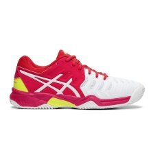 Asics Tennis Shoes Gel Resolution 7 Clay/Sand Court White/Pink Girls (Size 39)