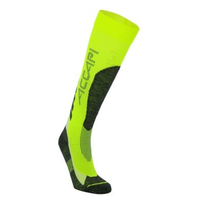 Accapi Performance Ski Socks (Merino Wool, Warm) Fluorescent Yellow/Anthracite Grey - 1 Pair