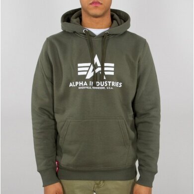 Alpha Industries Hoodie Basic Logo in Olive Green for Men