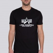 Alpha Industries Tshirt Basic Foil Print (Cotton) black/silver Men