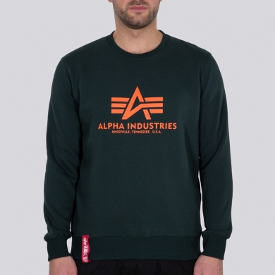 Alpha Industries Pullover Basic (Cotton) Sweater petrol/orange Men