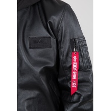 Alpha Industries Pilot Jacket MA-1 D-Tec Leather LW (Leather) - windproof, water-repellent - black Men