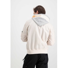 Alpha Industries Flight Jacket MA-1 TT Custom with Hood in Jet Stream White Men