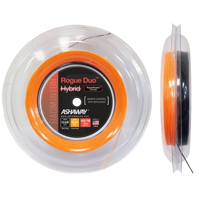 Ashaway Badminton String Rogue Duo Hybrid 0.68/0.61 black/orange 200m roll