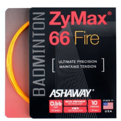 Stringing with Ashaway Zymax 66 Fire Power orange badminton string