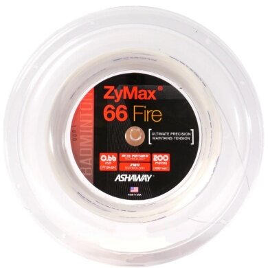 Ashaway Badminton String Zymax 66 Fire White 200m Roll