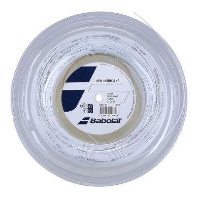 Babolat Tennis String RPM Hurricane (Durability + Spin) White 200m Roll