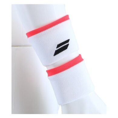 Babolat Sweatband Logo Wrist White/Red - 2 Pieces