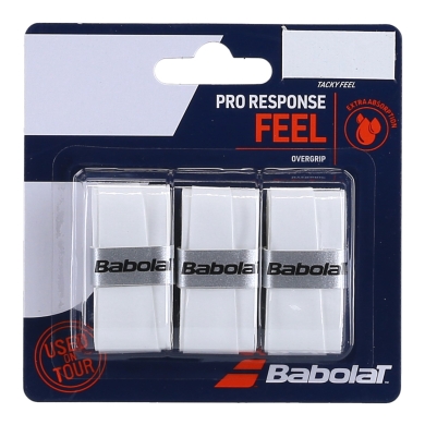 Babolat Overgrip Pro Response (high moisture absorption) 0.45mm white pack of 3