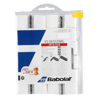 Babolat Overgrip VS Grip Original 0.4mm white 12-pack clip bag