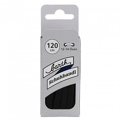 Barth Shoelaces Stylish slim flat black 120cm