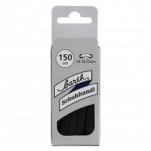 Barth Shoelaces Stylish slim flat black 150cm