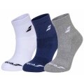 Babolat Sport Socks Ankle Quarter Classic white/dark blue/grey - 3 Pairs